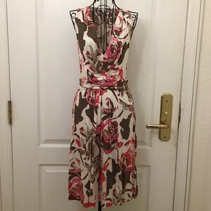 Banana Republic Pink and Brown Floral Midi Dress